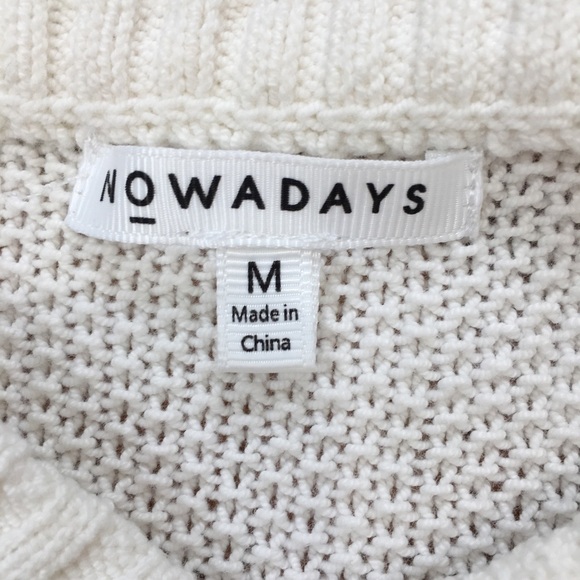 Nowadays Big Girls White Cotton Pull Over Knit Sweater - Picture 5 of 12